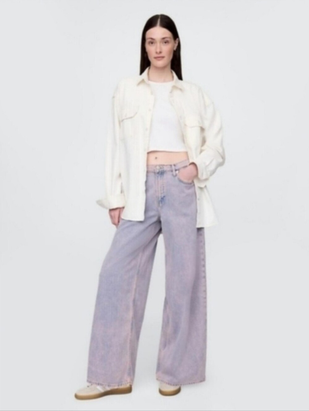 NWT Gap Baggy Flared Legs Jeans Rose Mist Pink